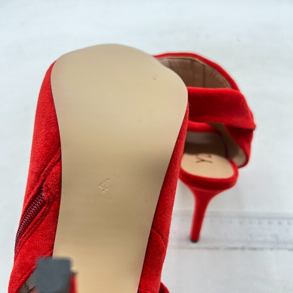 YDN Red Peep Toe Stiletto High Heel Cutout Slingback Side Zippers Short Booties - Picture 6 of 8